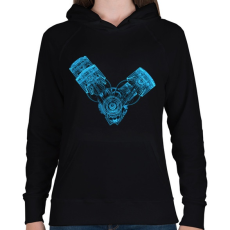 PRINTFASHION v engine xray - Női kapucnis pulóver - Fekete