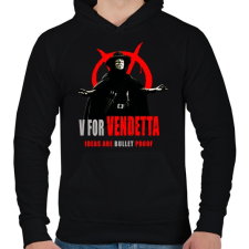 PRINTFASHION V for Vendetta 2 - Férfi kapucnis pulóver - Fekete férfi pulóver, kardigán