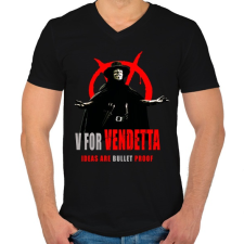PRINTFASHION V for Vendetta 2 - Férfi V-nyakú póló - Fekete férfi póló