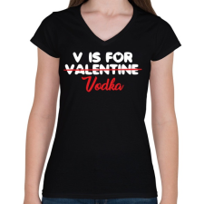 PRINTFASHION V is for Vodka - Női V-nyakú póló - Fekete női póló