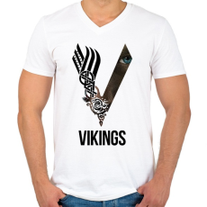 PRINTFASHION V - Vikings - Férfi V-nyakú póló - Fehér
