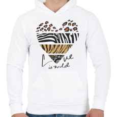 PRINTFASHION Vad szerelem - Férfi kapucnis pulóver - Fehér