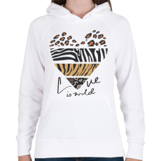 PRINTFASHION Vad szerelem - Női kapucnis pulóver - Fehér