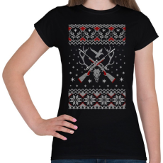 PRINTFASHION Vadász karácsony - Női póló - Fekete