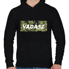 PRINTFASHION Vadász logó - Férfi kapucnis pulóver - Fekete