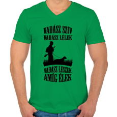 PRINTFASHION Vadász szív, vadász lélek - Férfi V-nyakú póló - Zöld