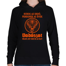 PRINTFASHION Vadászat az életem! - Női kapucnis pulóver - Fekete női pulóver, kardigán