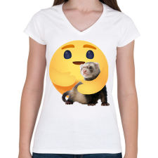 PRINTFASHION Vadászgörény - Női V-nyakú póló - Fehér női póló