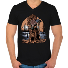 PRINTFASHION Vadászkutya zsákmánya - Férfi V-nyakú póló - Fekete
