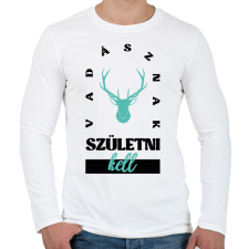 PRINTFASHION Vadásznak születni kell - Férfi hosszú ujjú póló - Fehér férfi póló