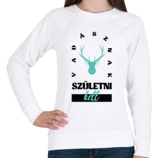 PRINTFASHION Vadásznak születni kell - Női pulóver - Fehér