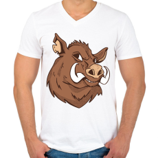 PRINTFASHION Vaddisznó - Férfi V-nyakú póló - Fehér