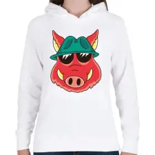 PRINTFASHION Vaddisznó - Női kapucnis pulóver - Fehér női pulóver, kardigán