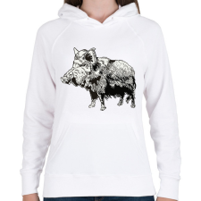 PRINTFASHION Vaddisznó - Női kapucnis pulóver - Fehér női pulóver, kardigán