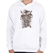 PRINTFASHION Vadon és szabadon - Gyerek kapucnis pulóver - Fehér gyerek pulóver, kardigán