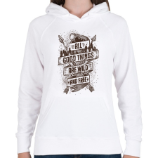 PRINTFASHION Vadon és szabadon - Női kapucnis pulóver - Fehér női pulóver, kardigán