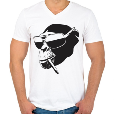 PRINTFASHION Vagány majom - Férfi V-nyakú póló - Fehér