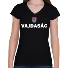 PRINTFASHION Vajdaság - Női V-nyakú póló - Fekete