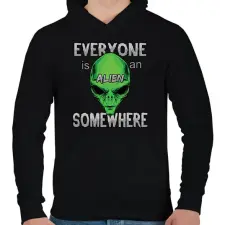 PRINTFASHION Valahol mindenki egy Alien - Férfi kapucnis pulóver - Fekete férfi pulóver, kardigán