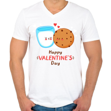 PRINTFASHION Valentin nap - Férfi V-nyakú póló - Fehér férfi póló