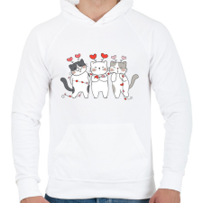 PRINTFASHION Valentin napi cicák - Férfi kapucnis pulóver - Fehér férfi pulóver, kardigán
