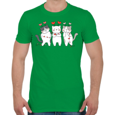 PRINTFASHION Valentin napi cicák - Férfi póló - Zöld férfi póló