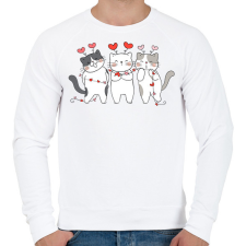PRINTFASHION Valentin napi cicák - Férfi pulóver - Fehér férfi pulóver, kardigán
