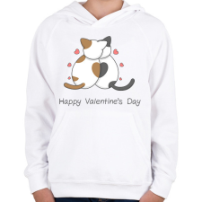 PRINTFASHION Valentin napi cicák - Gyerek kapucnis pulóver - Fehér gyerek pulóver, kardigán