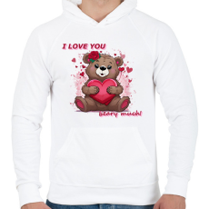 PRINTFASHION valentin napi mackó - Férfi kapucnis pulóver - Fehér