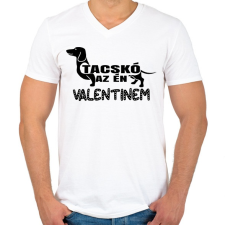 PRINTFASHION Valentin tacskóm - Férfi V-nyakú póló - Fehér férfi póló