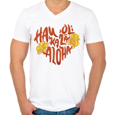 PRINTFASHION Valentine day Hawaii - Férfi V-nyakú póló - Fehér férfi póló