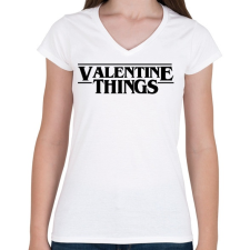 PRINTFASHION Valentine Things - Női V-nyakú póló - Fehér női póló