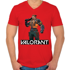 PRINTFASHION Valorant Breach - Férfi V-nyakú póló - Piros férfi póló