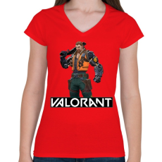 PRINTFASHION Valorant Breach - Női V-nyakú póló - Piros