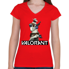 PRINTFASHION Valorant Cypher - Női V-nyakú póló - Piros
