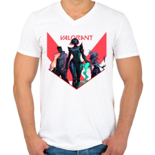 PRINTFASHION Valorant - Férfi V-nyakú póló - Fehér férfi póló