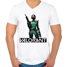 PRINTFASHION Valorant Viper - Férfi V-nyakú póló - Fehér