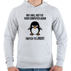 PRINTFASHION Válts linuxra - Férfi kapucnis pulóver - Sport szürke