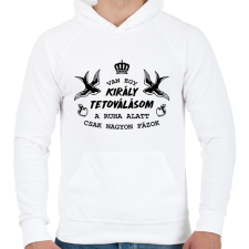 PRINTFASHION Van egy király tetoválásom - Férfi kapucnis pulóver - Fehér férfi pulóver, kardigán