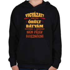 PRINTFASHION Van egy őrült bátyám - Gyerek kapucnis pulóver - Fekete gyerek pulóver, kardigán