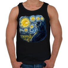 PRINTFASHION Van Gogh cica , Starry night by Vincent - Férfi atléta - Fekete