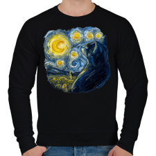 PRINTFASHION Van Gogh cica , Starry night by Vincent - Férfi pulóver - Fekete férfi pulóver, kardigán