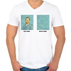 PRINTFASHION Van Gogh - nincs Gogh - Férfi V-nyakú póló - Fehér