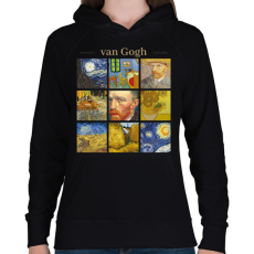 PRINTFASHION Van Gogh - részletek - Női kapucnis pulóver - Fekete
