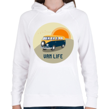 PRINTFASHION Van life 1 - Női kapucnis pulóver - Fehér női pulóver, kardigán