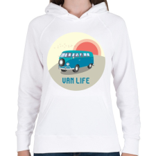 PRINTFASHION Van life 2 - Női kapucnis pulóver - Fehér női pulóver, kardigán