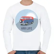 PRINTFASHION Van life 5 - Férfi pulóver - Fehér férfi pulóver, kardigán
