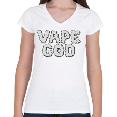 PRINTFASHION Vape god - Női V-nyakú póló - Fehér