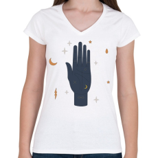 PRINTFASHION Varázs kéz - Női V-nyakú póló - Fehér