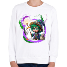 PRINTFASHION Varázslófiú gólyával és kisbabával - Gyerek pulóver - Fehér